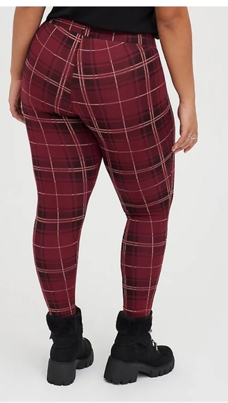 Torrid Burgandy Plaid Premium Leggings - Picture 2 of 4